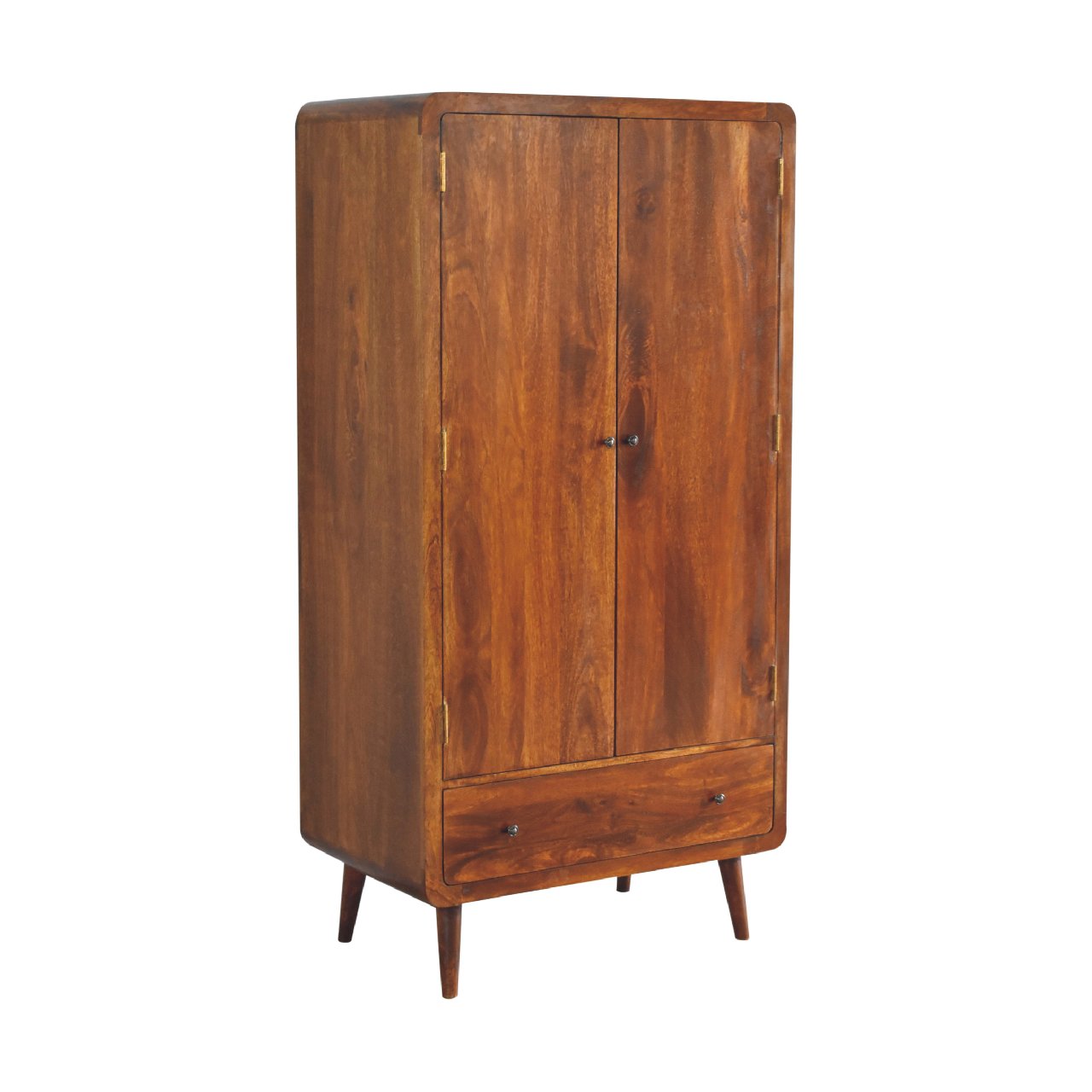 Curved Chestnut 2 Door Double Wardrobe Wardrobe CasaFenix