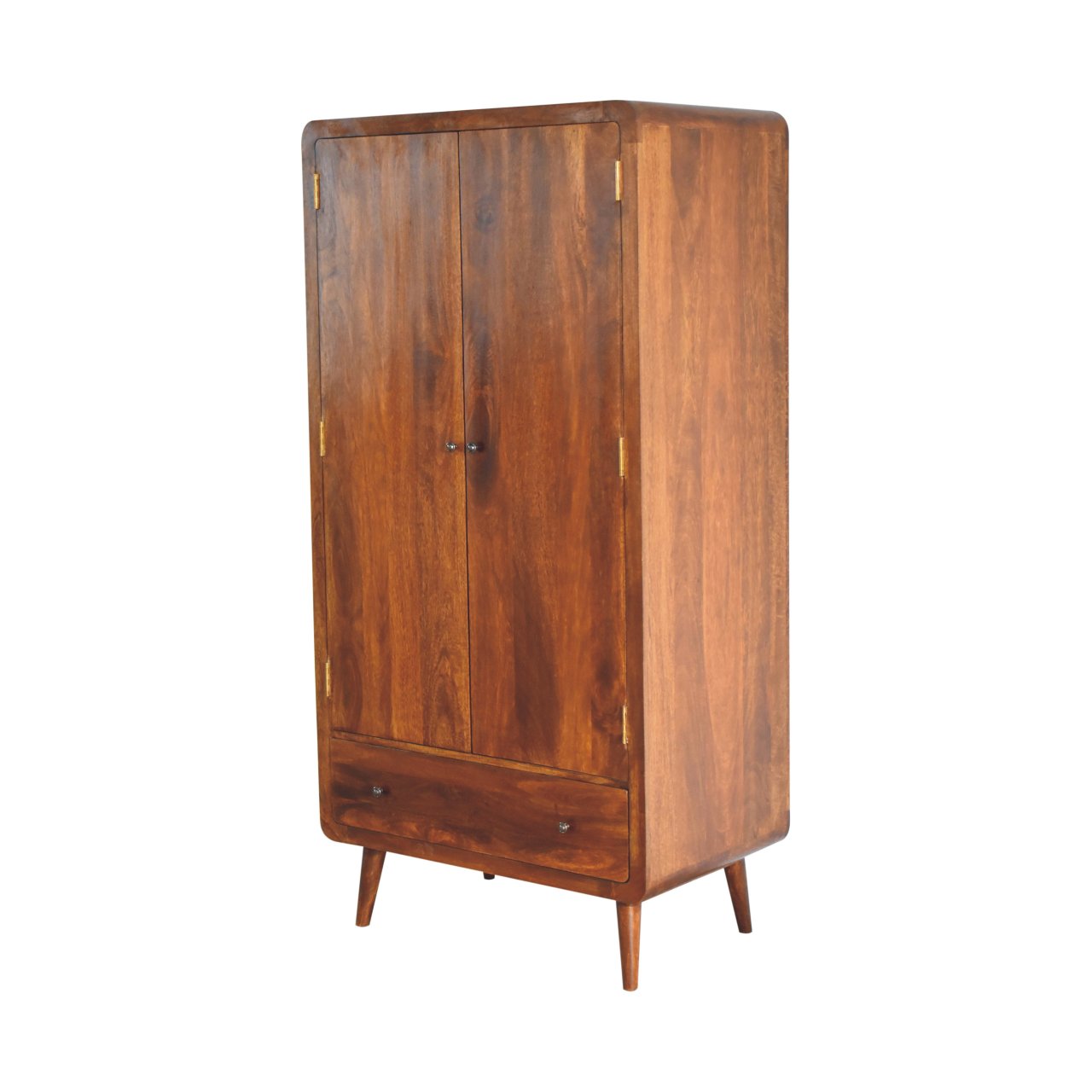 Curved Chestnut 2 Door Double Wardrobe Wardrobe CasaFenix