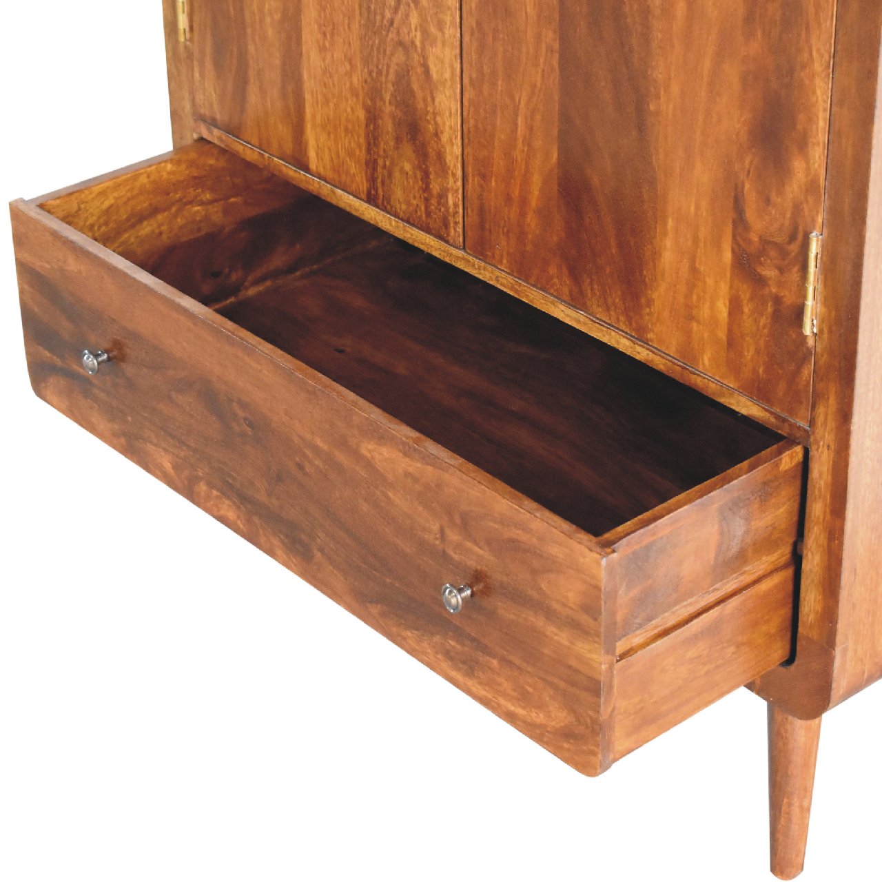 Curved Chestnut 2 Door Double Wardrobe Wardrobe CasaFenix