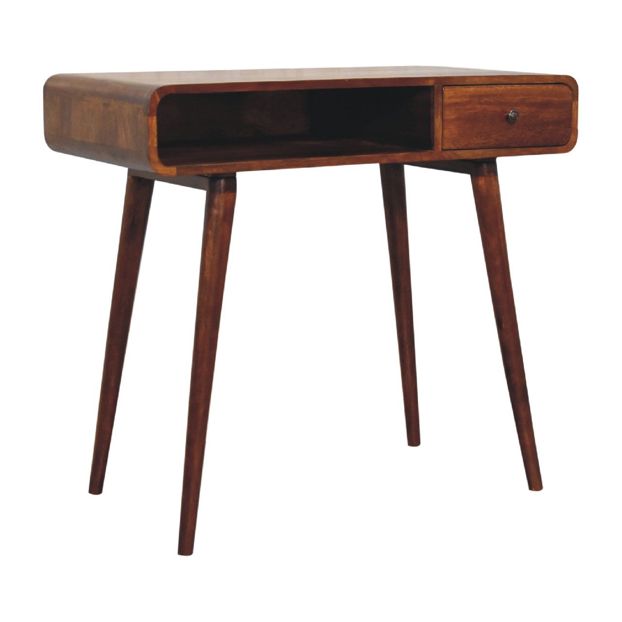 Curved Chestnut Writing Desk Console table CasaFenix