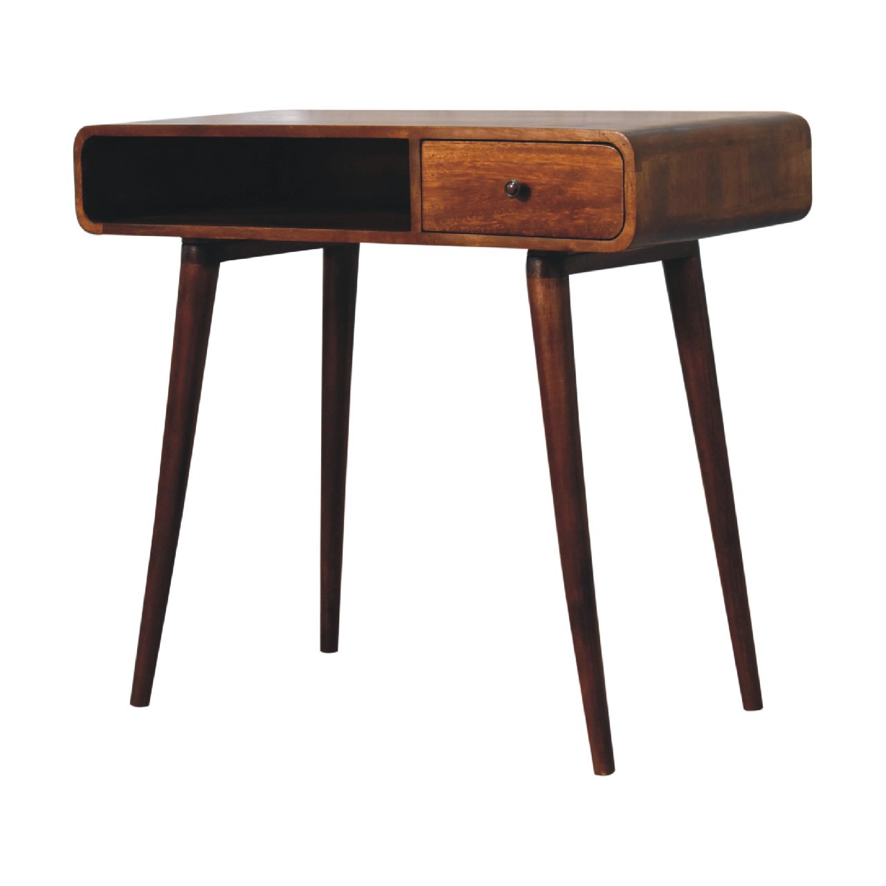 Curved Chestnut Writing Desk Console table CasaFenix