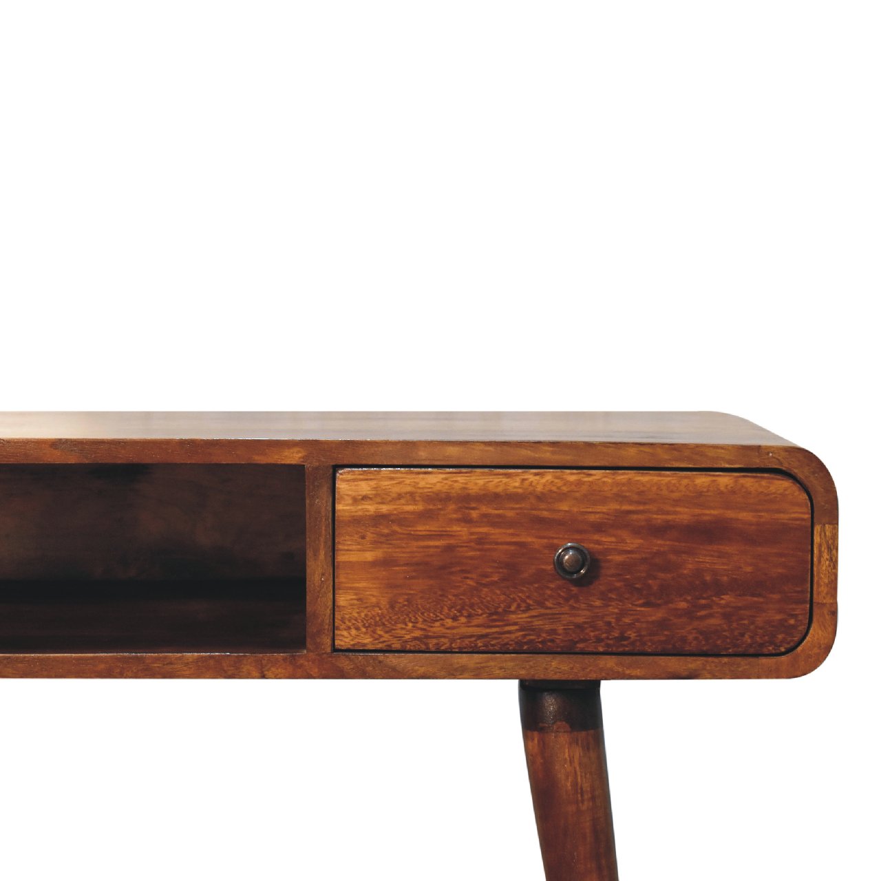 Curved Chestnut Writing Desk Console table CasaFenix
