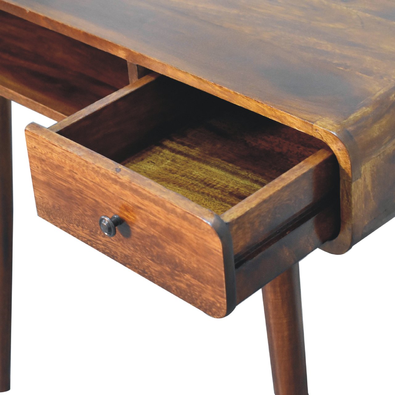 Curved Chestnut Writing Desk Console table CasaFenix