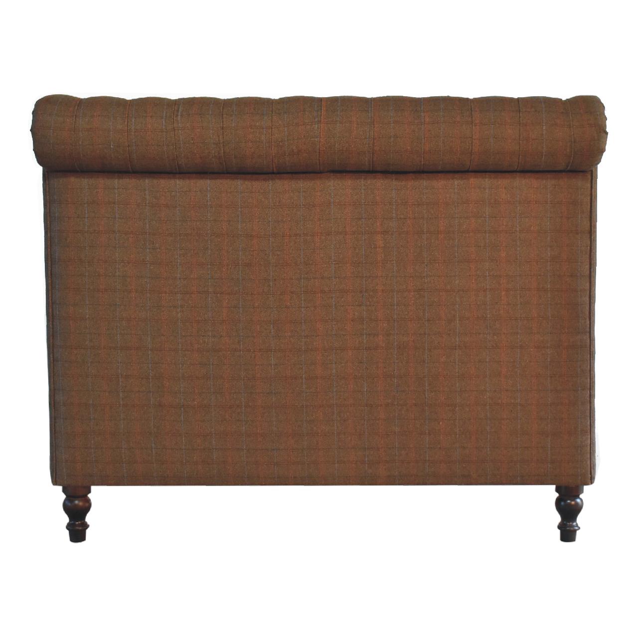 Handcrafted Multi‑Tweed Upholstered Double Bed – Solid Mango Wood Roll‑Top Frame with Deep Button Headboard & Nordic Legs Beds & Bed Frames CasaFenix