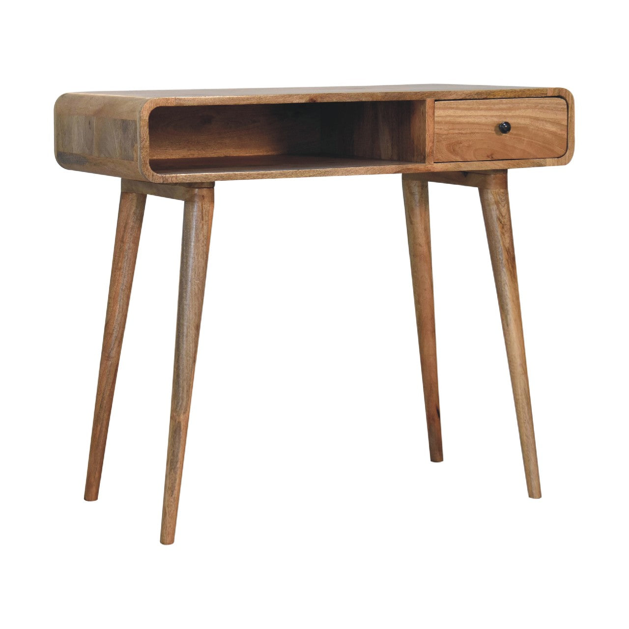 Curved Oak-ish Writing Desk Console table CasaFenix