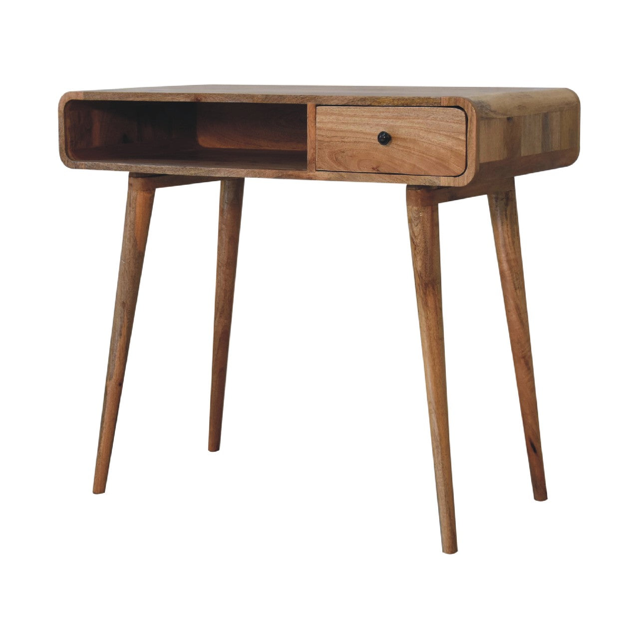 Curved Oak-ish Writing Desk Console table CasaFenix