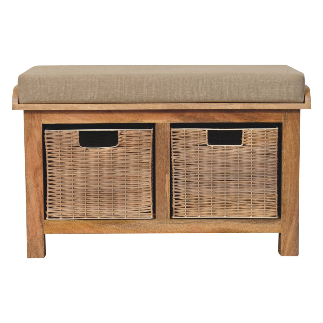 Rattan Basket Linen Bench Benches CasaFenix