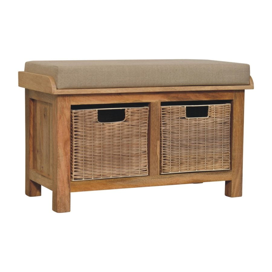Rattan Basket Linen Bench Benches CasaFenix