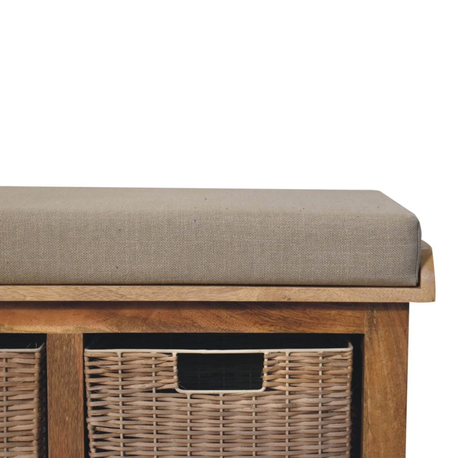 Rattan Basket Linen Bench Benches CasaFenix