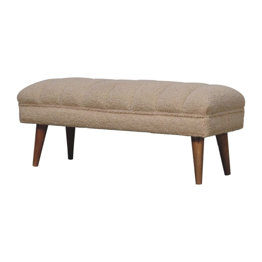 Cream Boucle Puffer Bench Benches CasaFenix