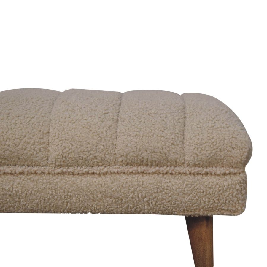 Cream Boucle Puffer Bench Benches CasaFenix