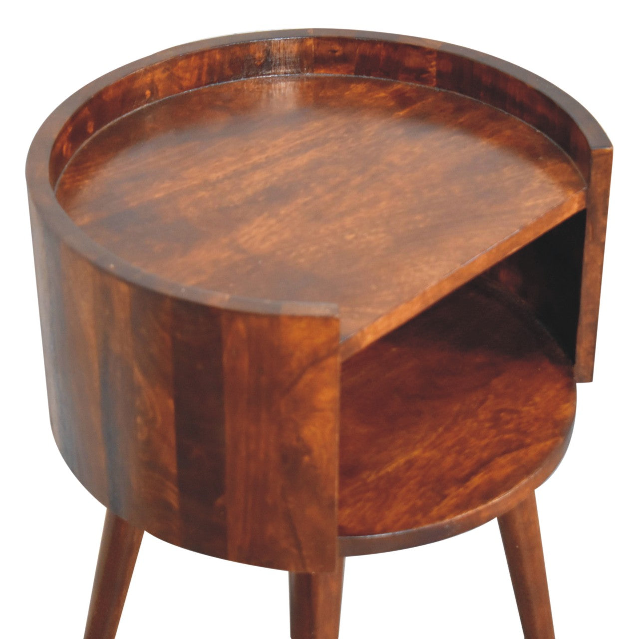Chestnut Round Open Slot Bedside Bedside table / chest CasaFenix