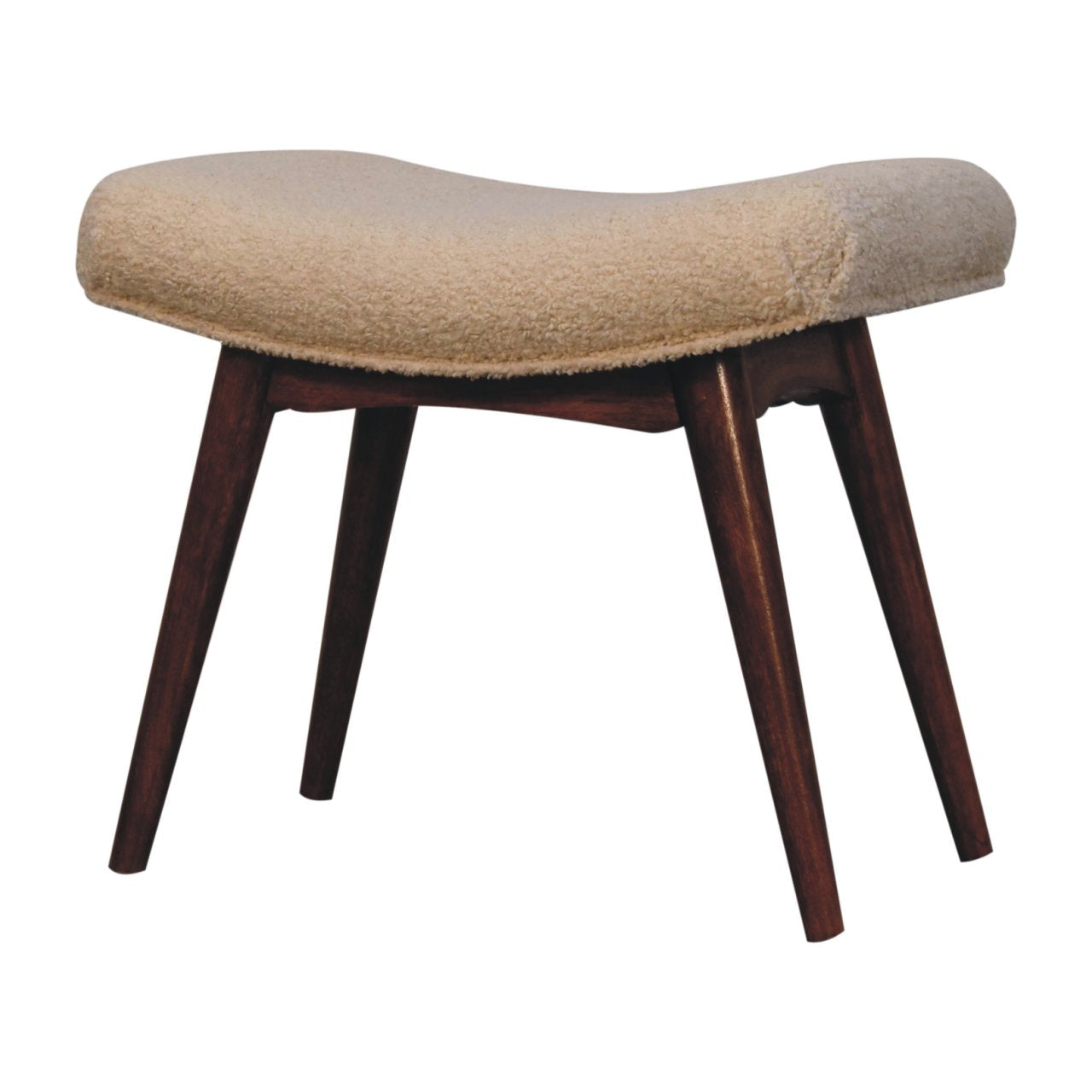 Honey Caramel Boucle Cream Curved Bench Benches CasaFenix