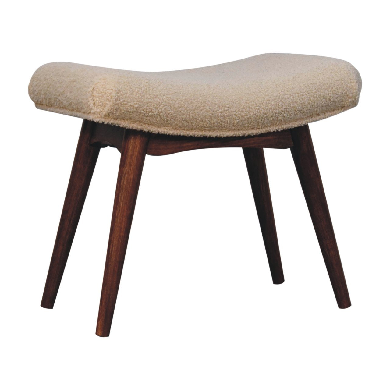 Honey Caramel Boucle Cream Curved Bench Benches CasaFenix