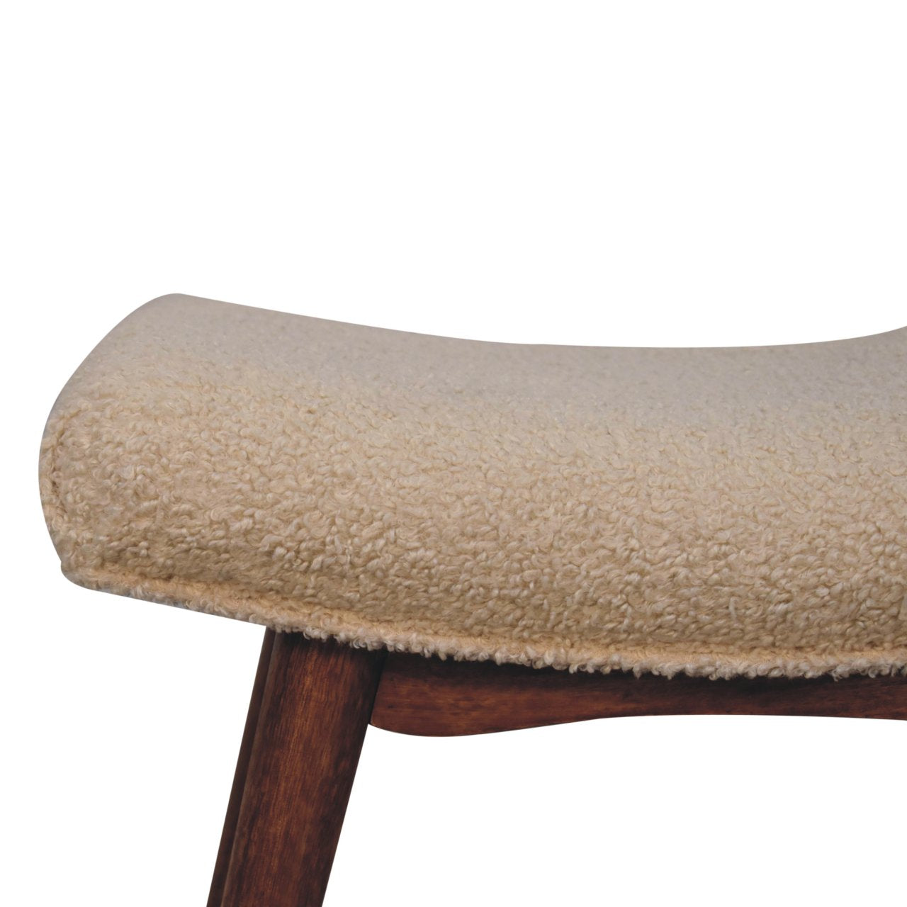 Honey Caramel Boucle Cream Curved Bench Benches CasaFenix