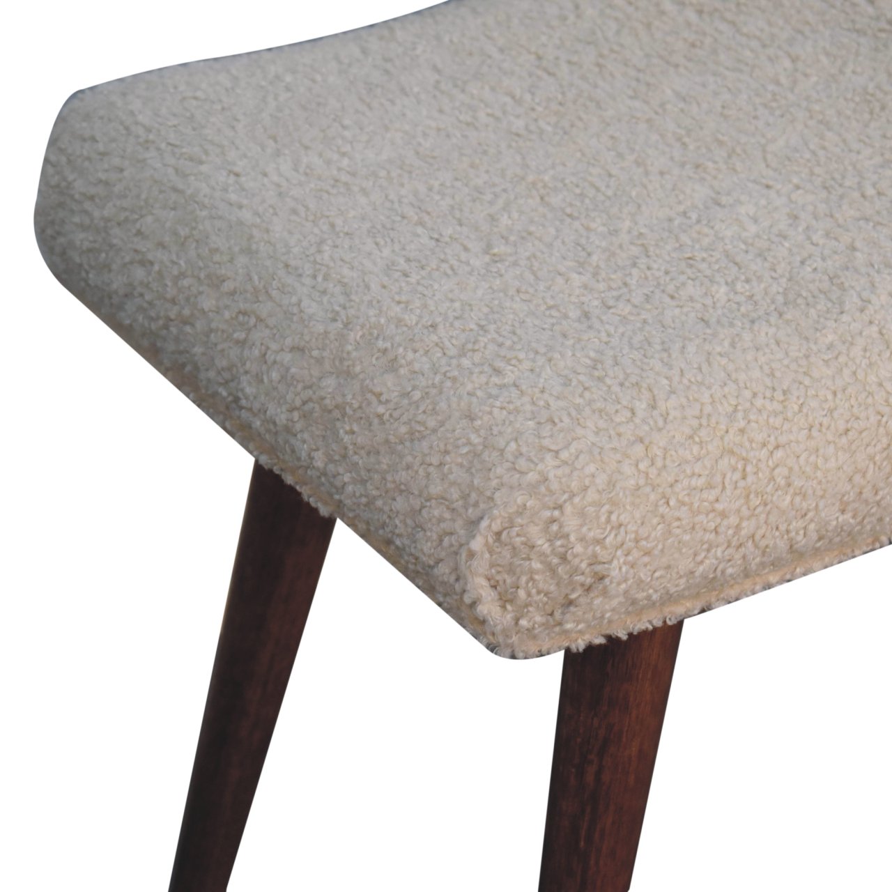Honey Caramel Boucle Cream Curved Bench Benches CasaFenix