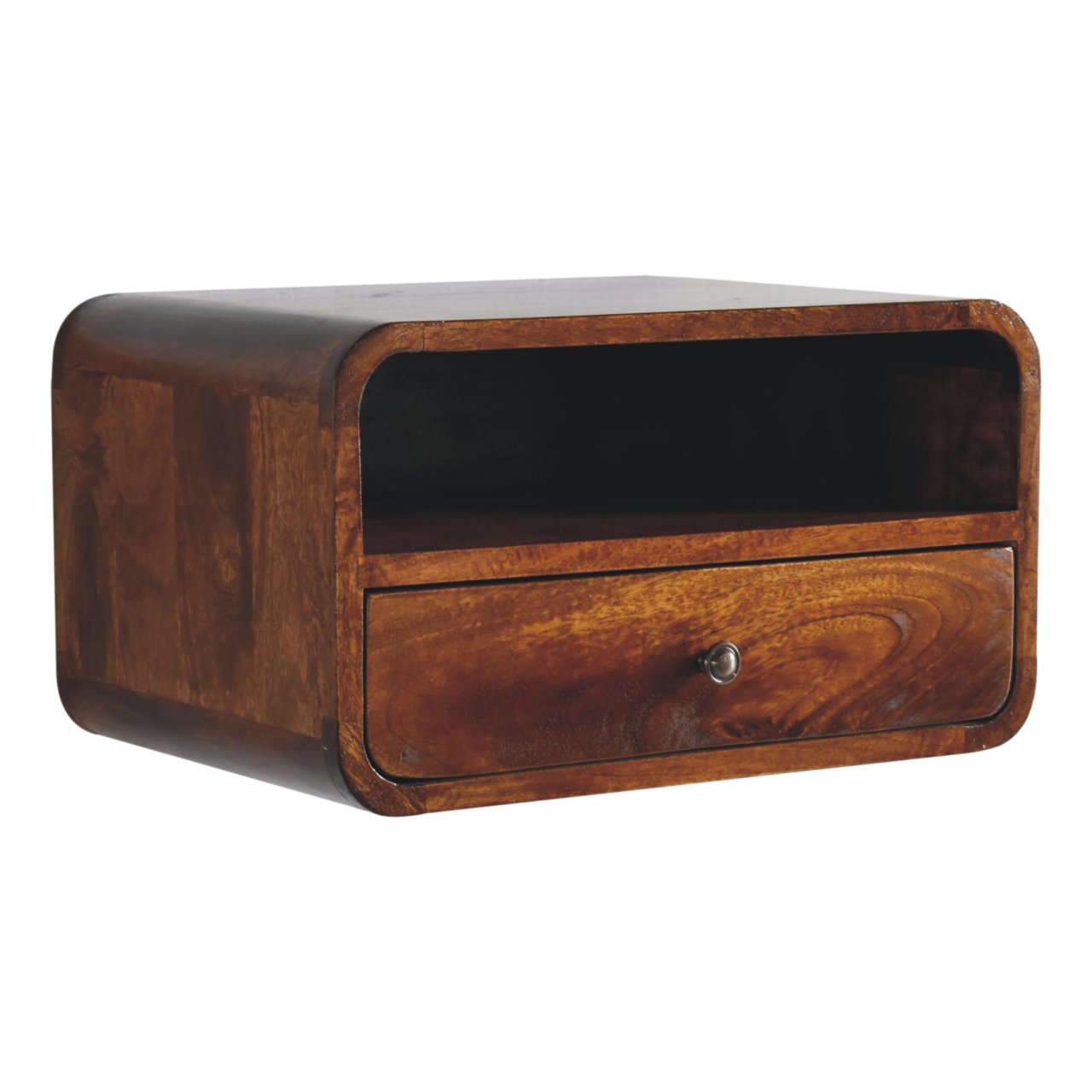Large Chestnut Curve Upper Slot Floating Bedside Bedside table / chest CasaFenix