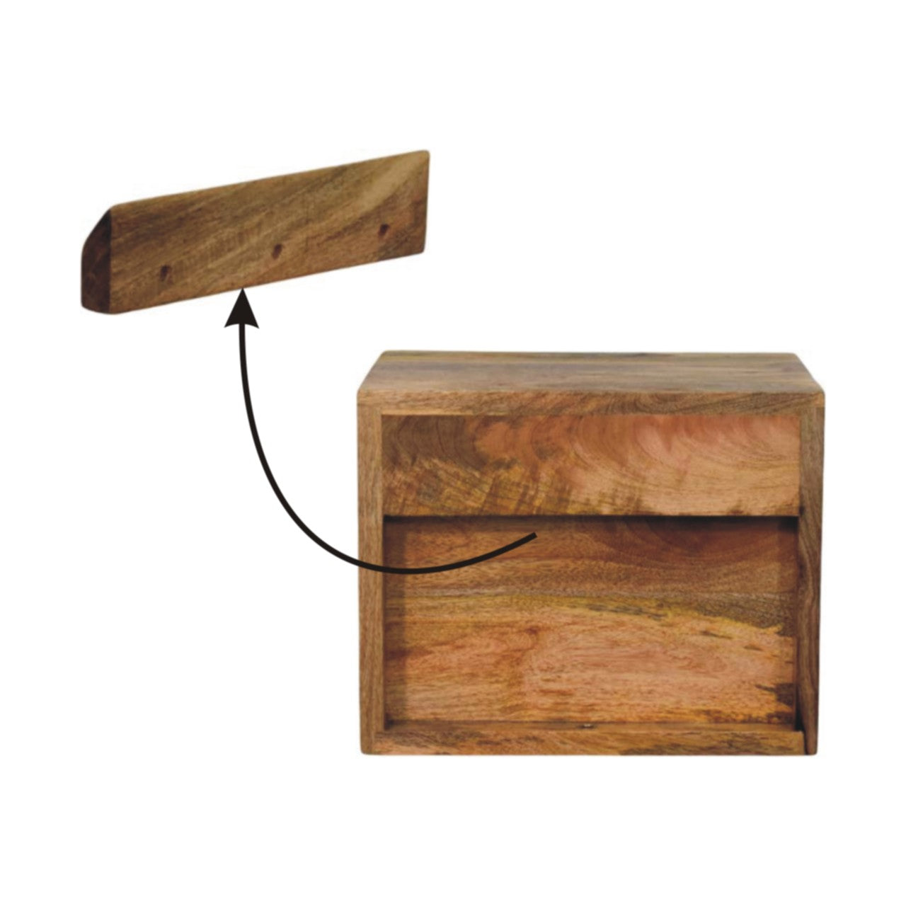 Solis 2-Drawer Oak-ish Wall Mounted Nightstand Bedside table / chest CasaFenix