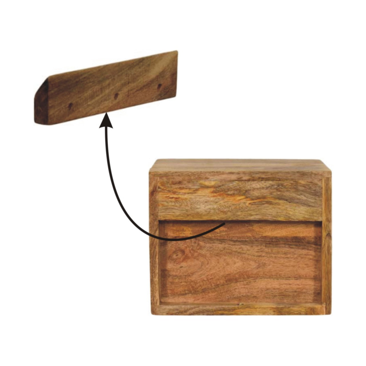 Solis 1-Drawer Oak-ish Wall Mounted Nightstand Bedside table / chest CasaFenix