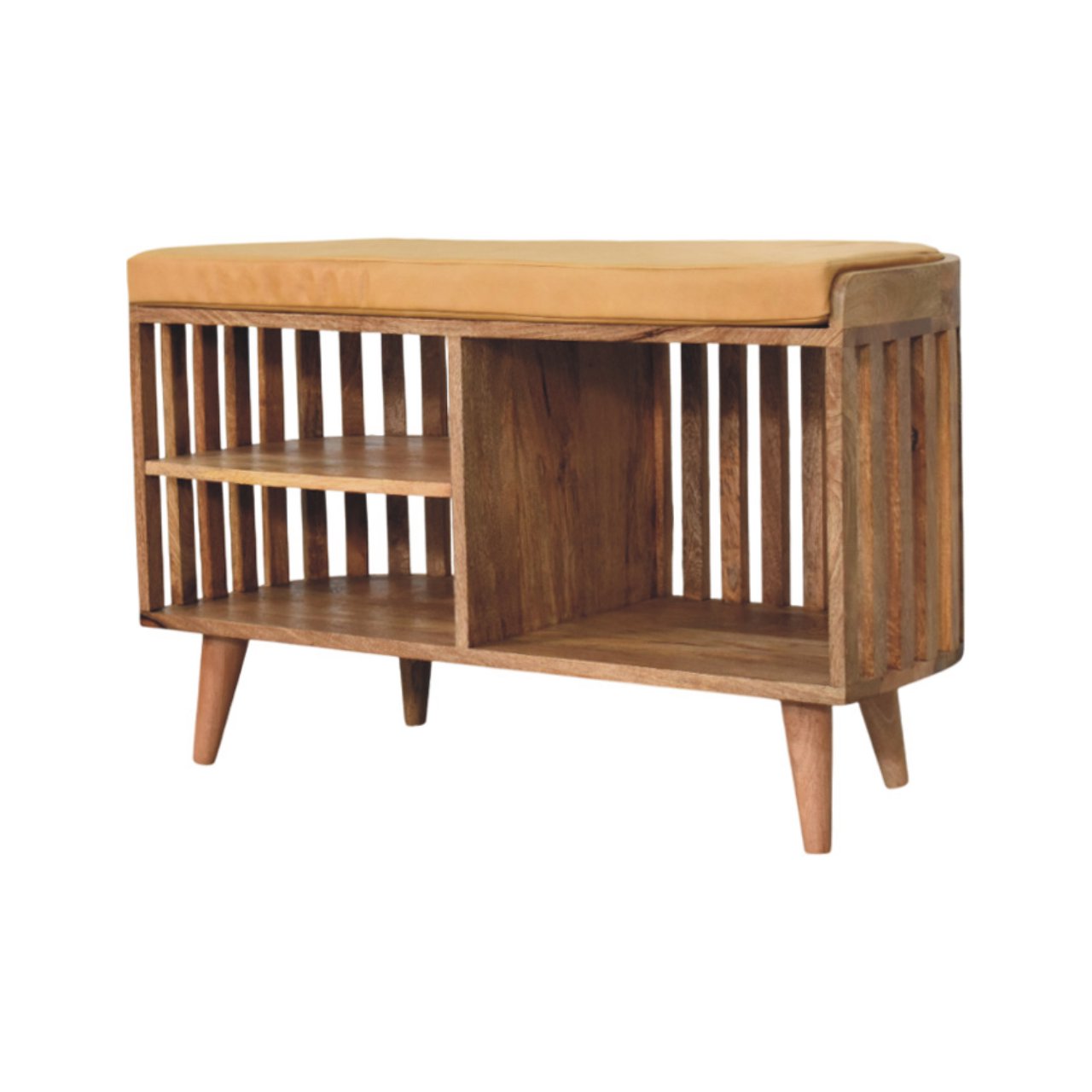 Slatted Oak-ish Bench with 3 slots Benches CasaFenix