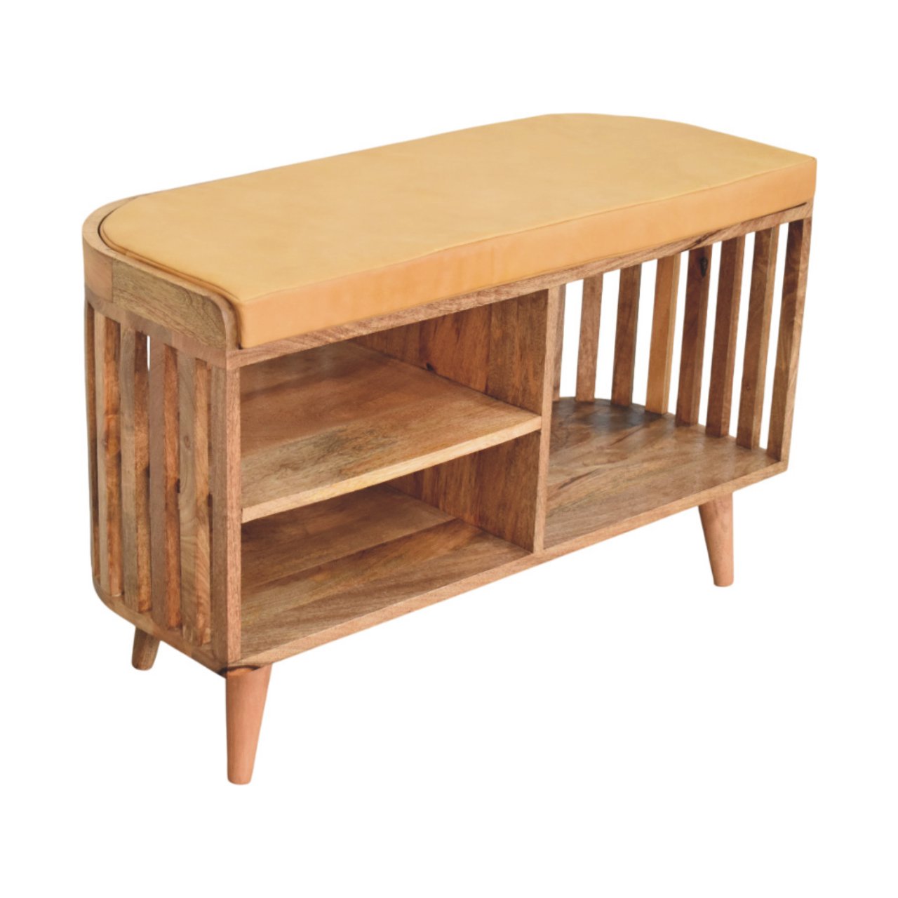 Slatted Oak-ish Bench with 3 slots Benches CasaFenix