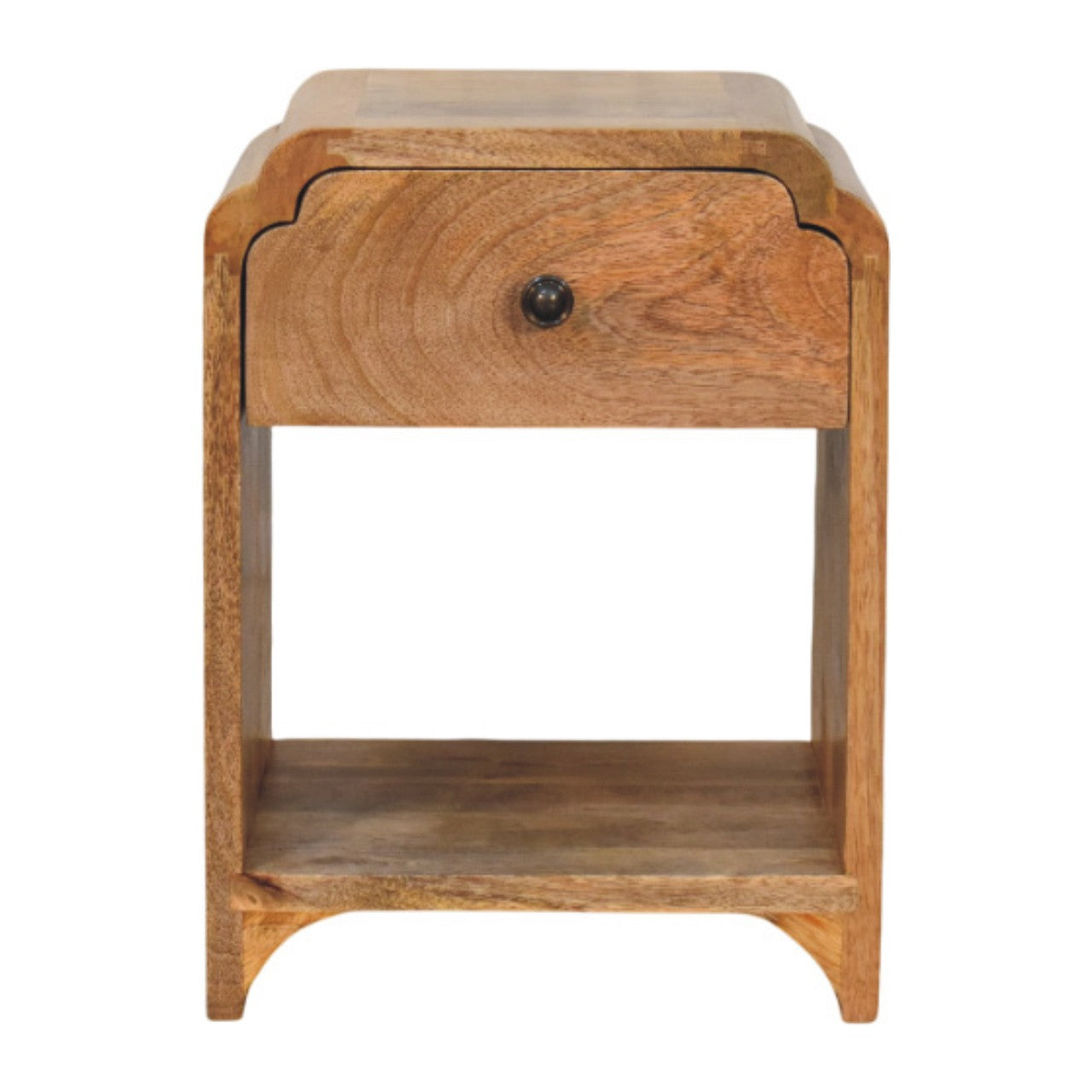 Newton Mini Oak-ish Nightstand with a drawer and open shelf Bedside table / chest CasaFenix