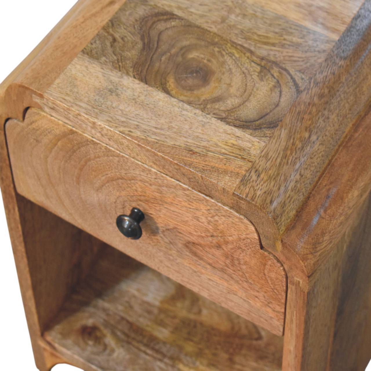 Newton Mini Oak-ish Nightstand with a drawer and open shelf Bedside table / chest CasaFenix