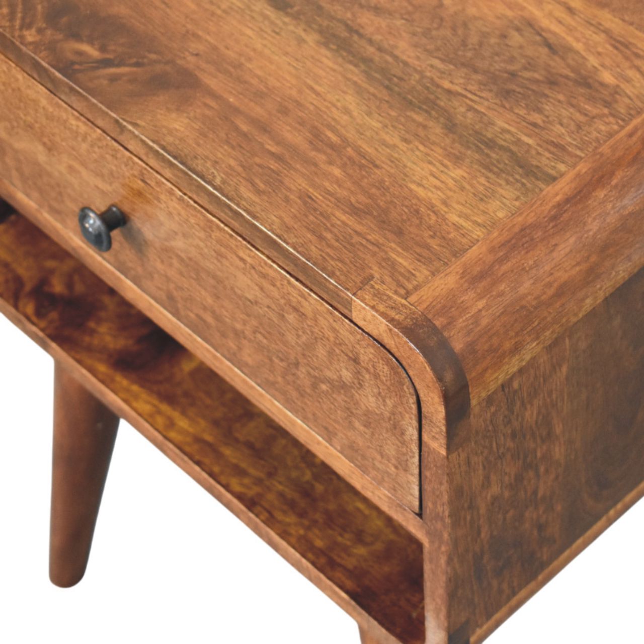 Avora Chestnut Nightstand with Drawer and open slot Bedside table / chest CasaFenix