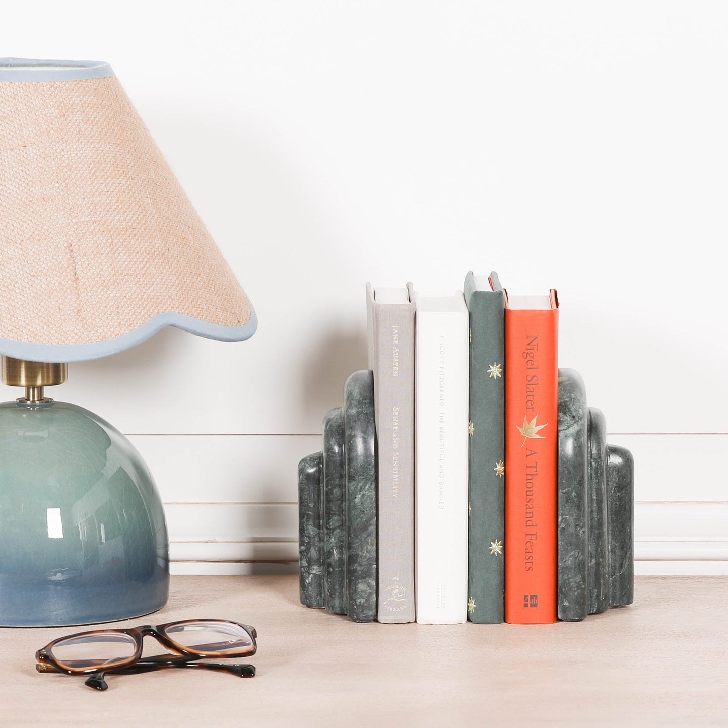 Natural Green Marble Bookends CasaFenix