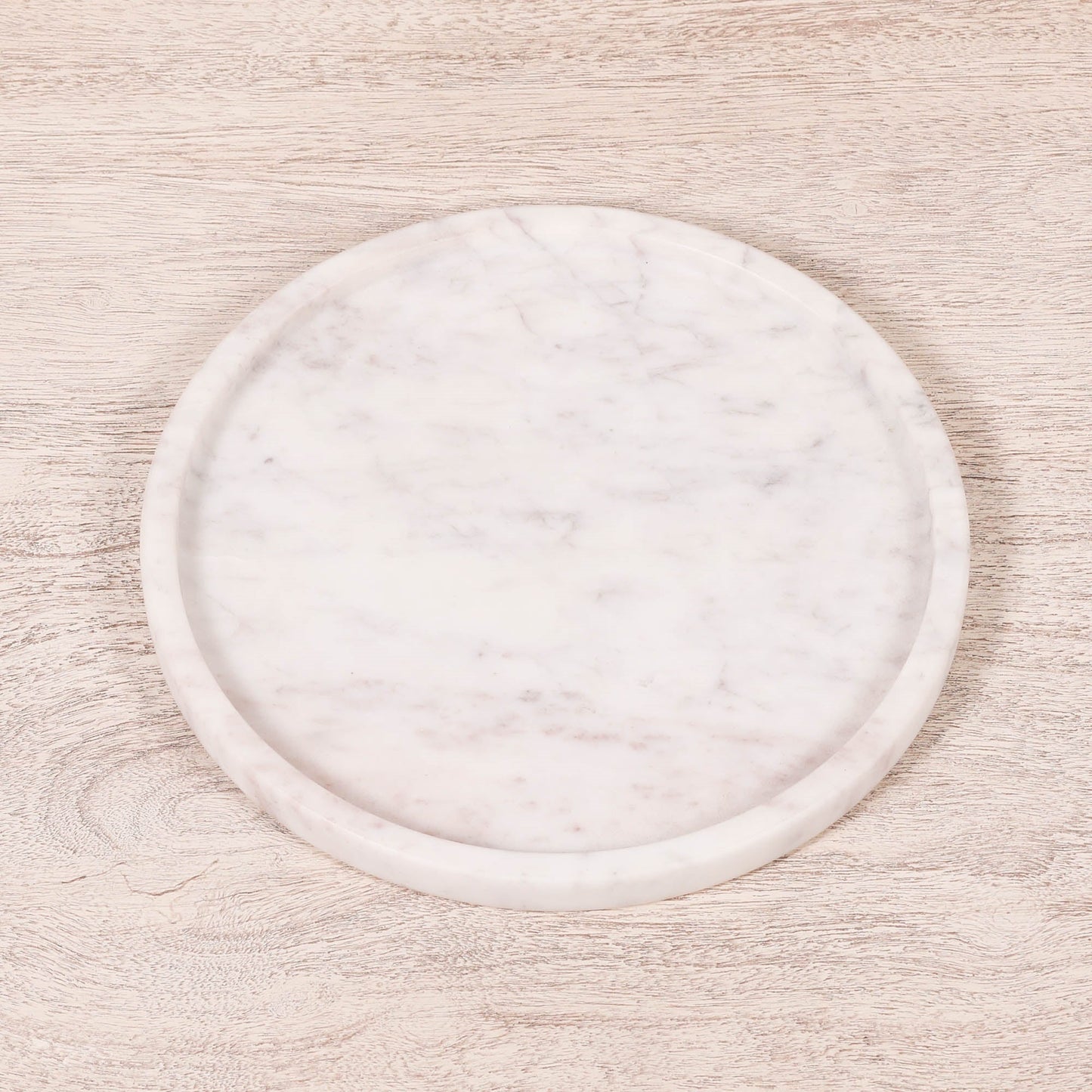 Round 25cm Natural Veined Marble Tray CasaFenix