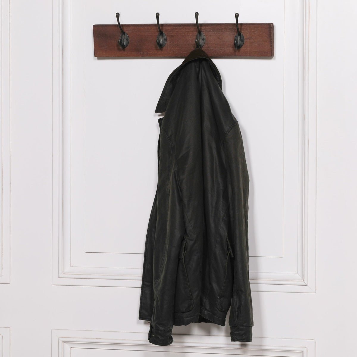 Mango Wood and Cast Iron 4-Hook Wall Coat Rack 60cm Coat rack CasaFenix