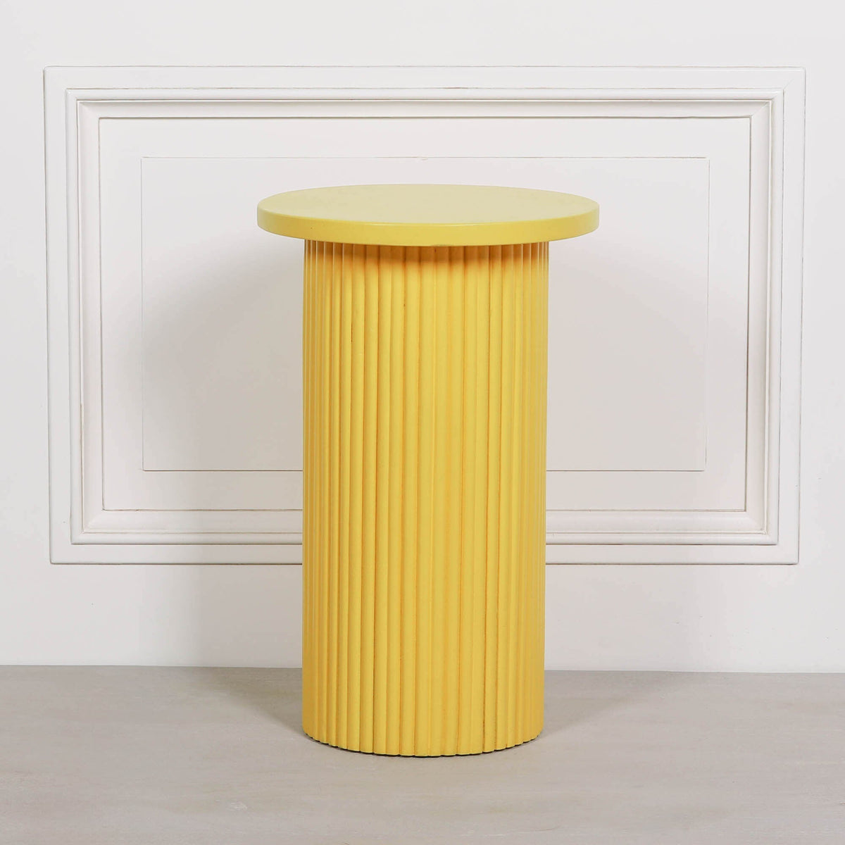 Ribbed Yellow Round Side Occasional Table Side Table CasaFenix
