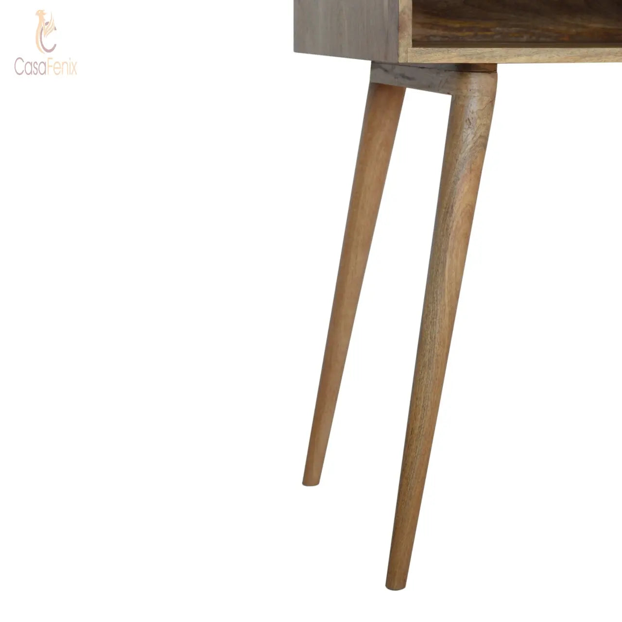 Line Carving Writing Desk 100% solid mango wood in an oak-ish finish - CasaFenix