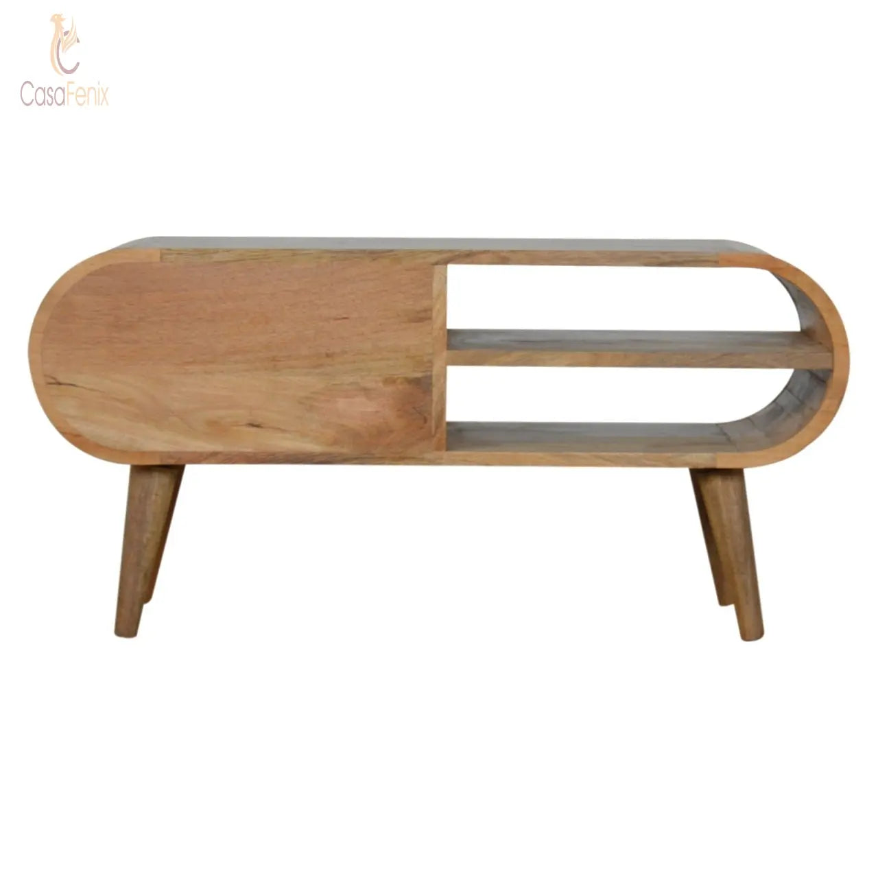 London Media Unit 2 Drawer TV Stand Oak-Ish Finish over Mango Wood Entertainment Centers & TV Stands CasaFenix