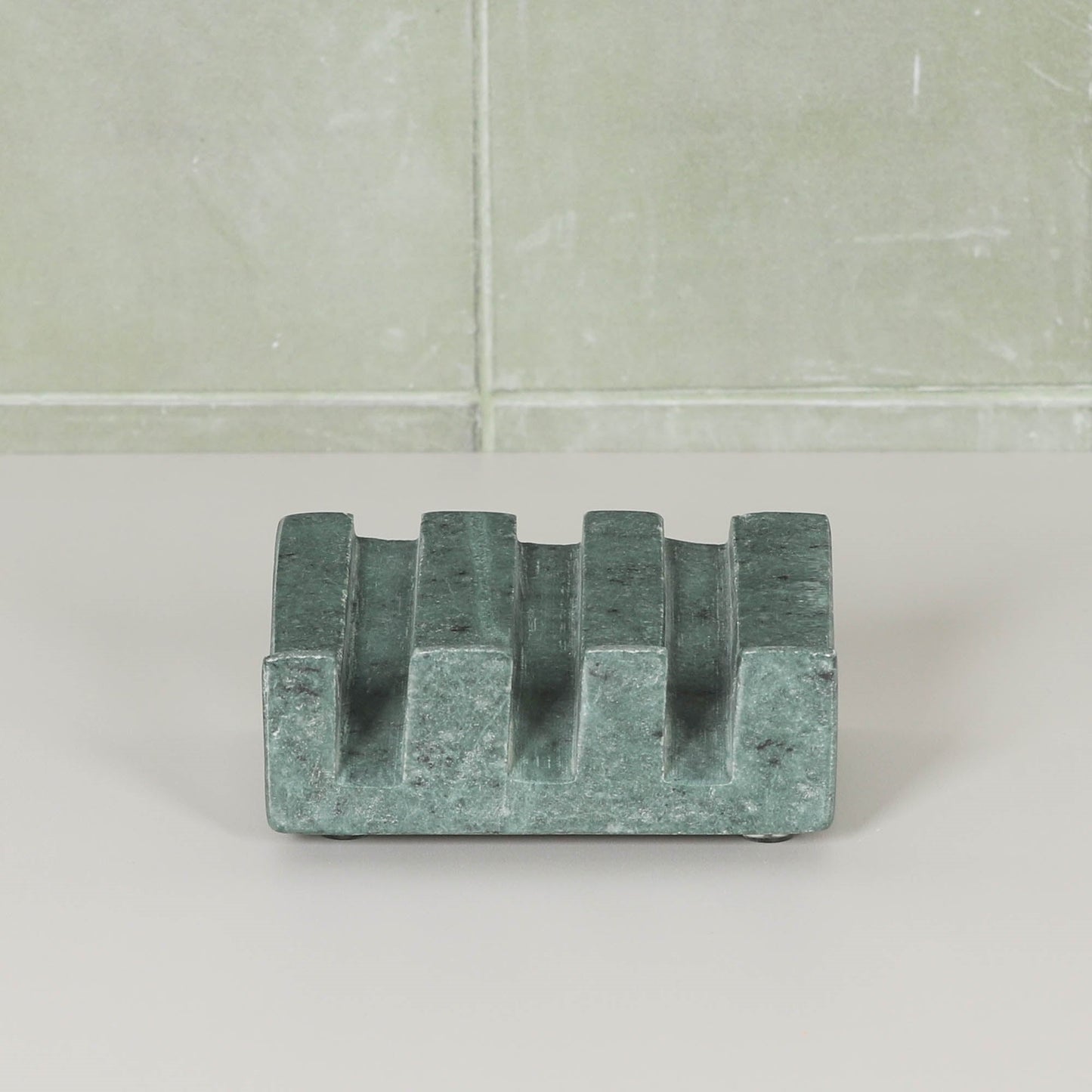 Green Marble Grooved Soap Holder CasaFenix