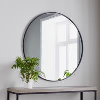 Manhattan Black Round Metal Wall Mirror (100cm) Mirror CasaFenix