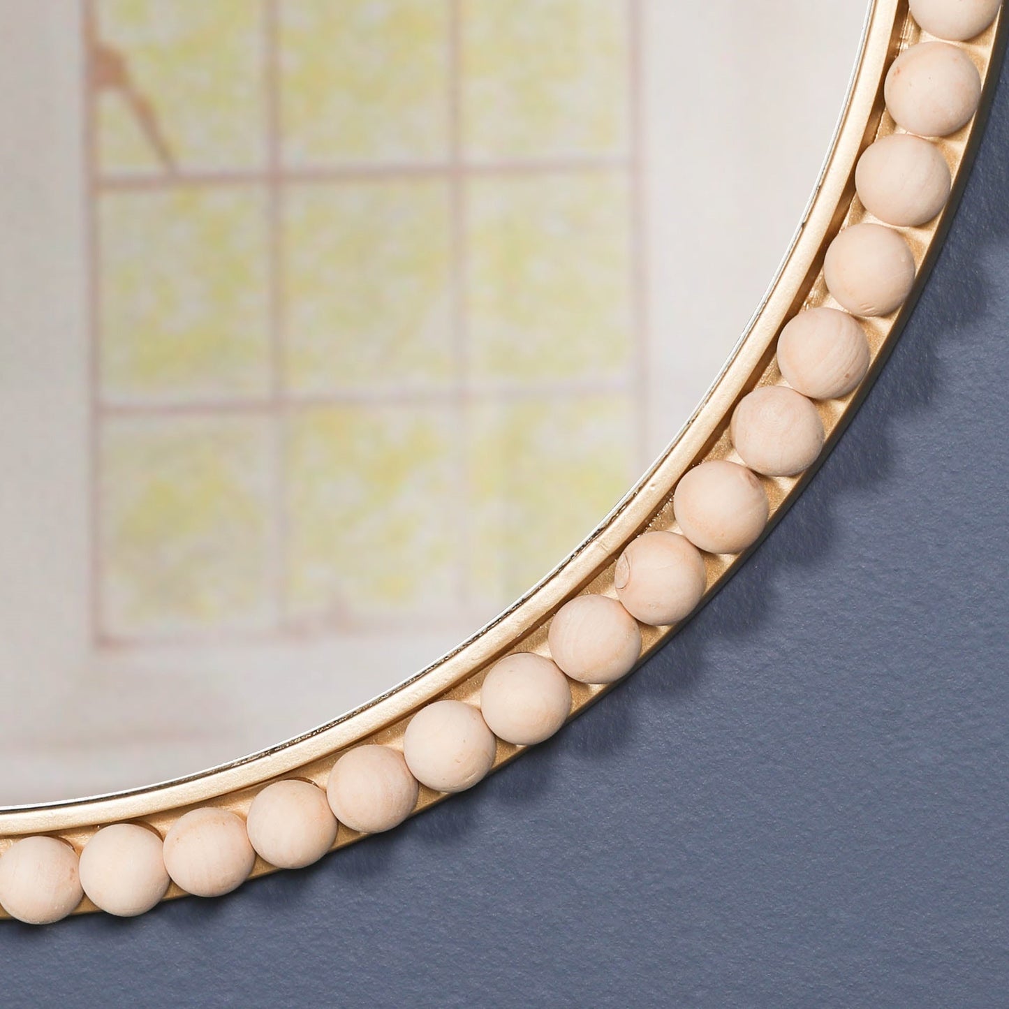 Wooden Bobble Round Wall Mirror CasaFenix