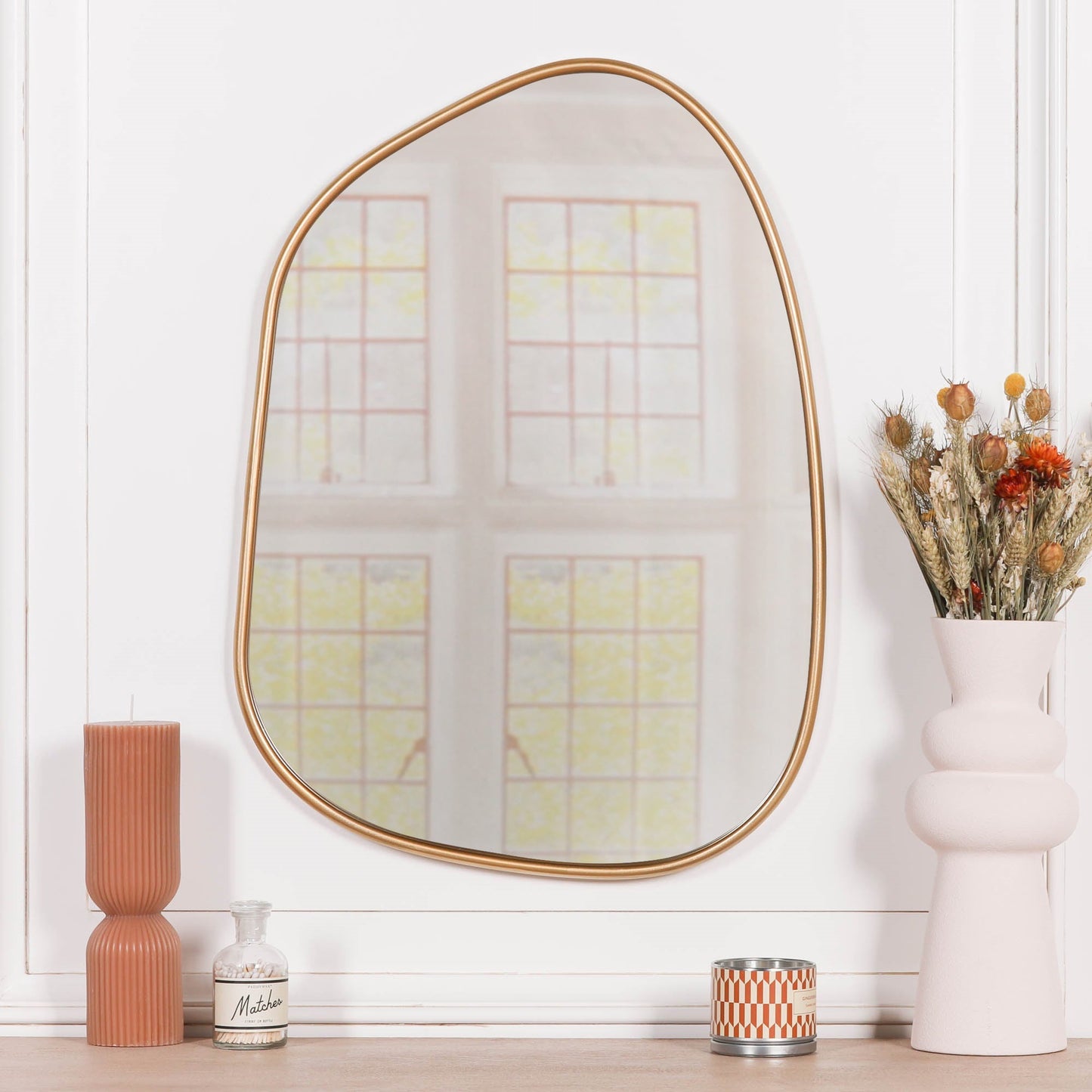 Gold Framed Asymmetrical Wall Mirror CasaFenix