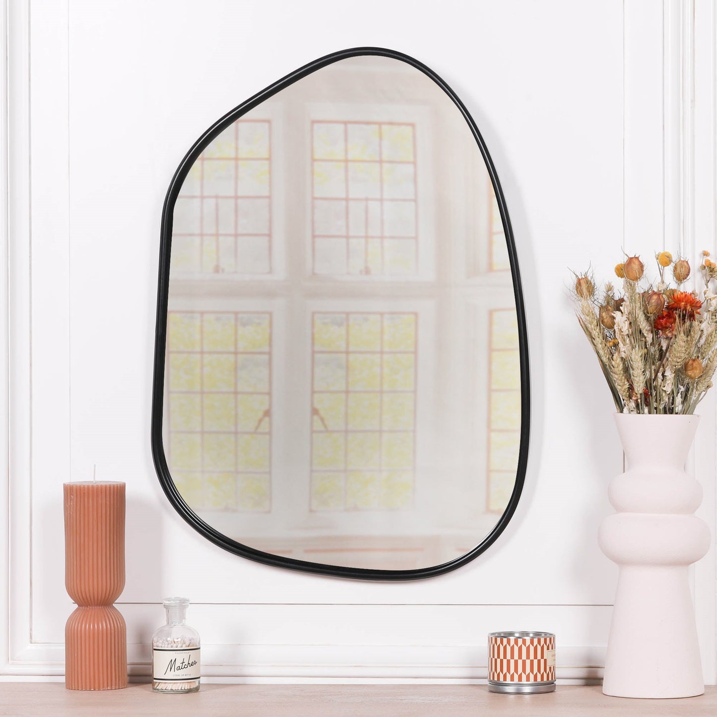 Black Framed Asymmetrical Wall Mirror Mirror CasaFenix