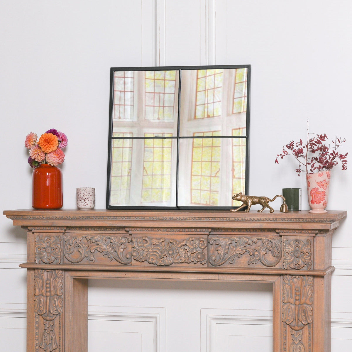 Black Metal 60cm Window Mirror Mirror CasaFenix