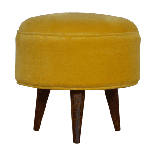 Mustard Velvet Nordic Style Footstool stools CasaFenix