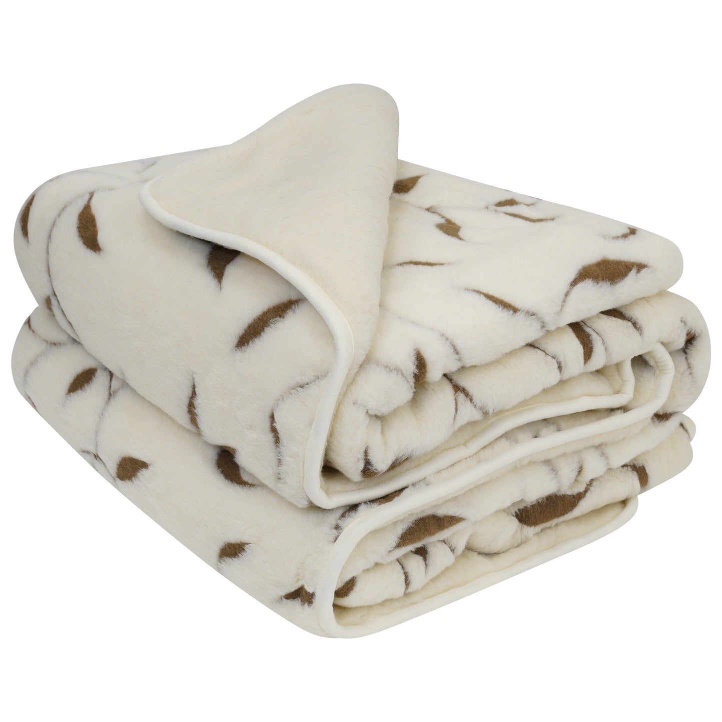 100% Merino Wool Quilt - Leaf Design 220 x 200cm in Cream - CasaFenix