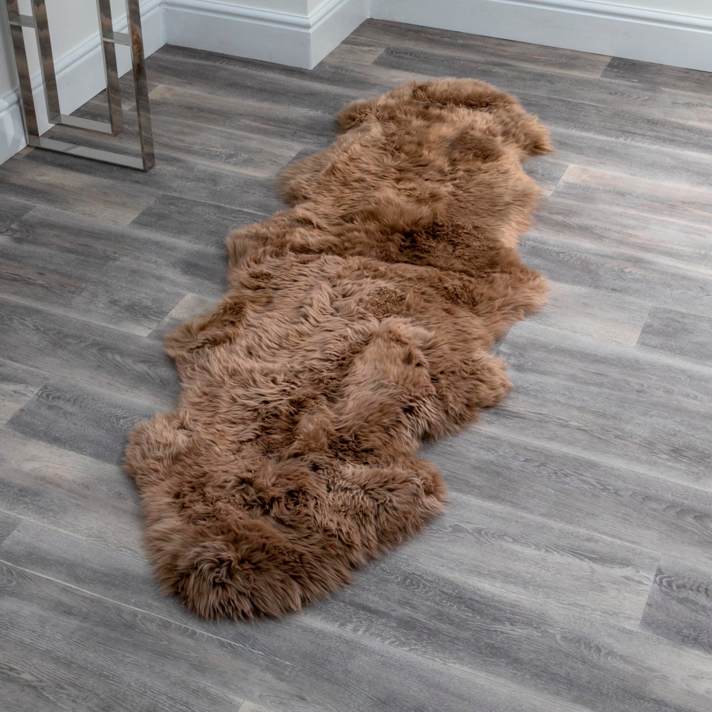 Double Light Brown Genuine Sheepskin Rug 240 x 60cm - CasaFenix