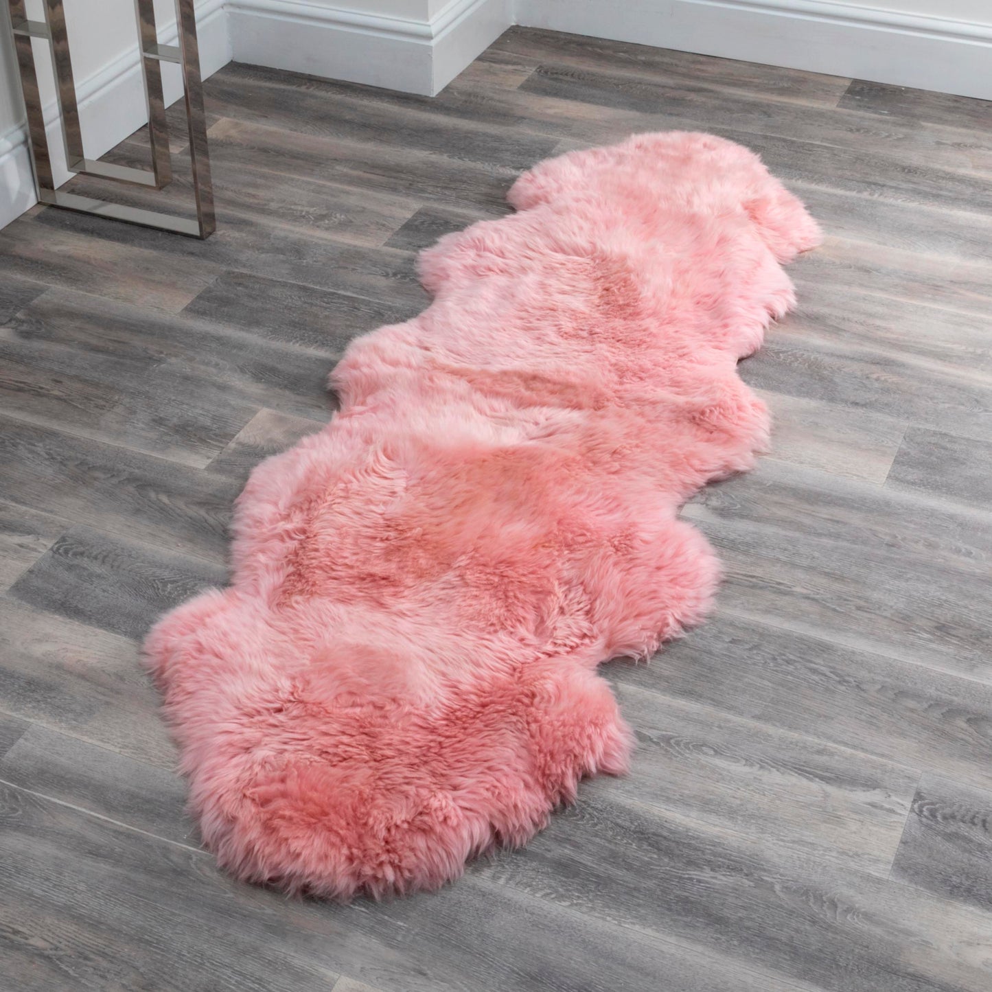 Double Blush Pink Genuine Sheepskin Rug 240 x 60cm - CasaFenix