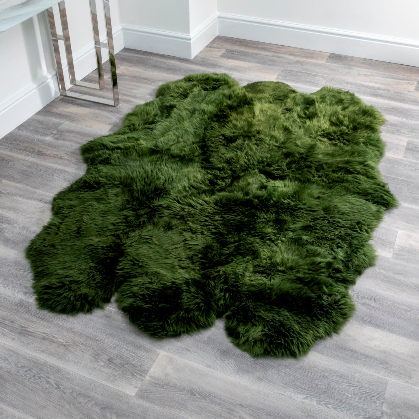 Sextuplet Olive Green Genuine Sheepskin Rug 240 x 180cm - CasaFenix