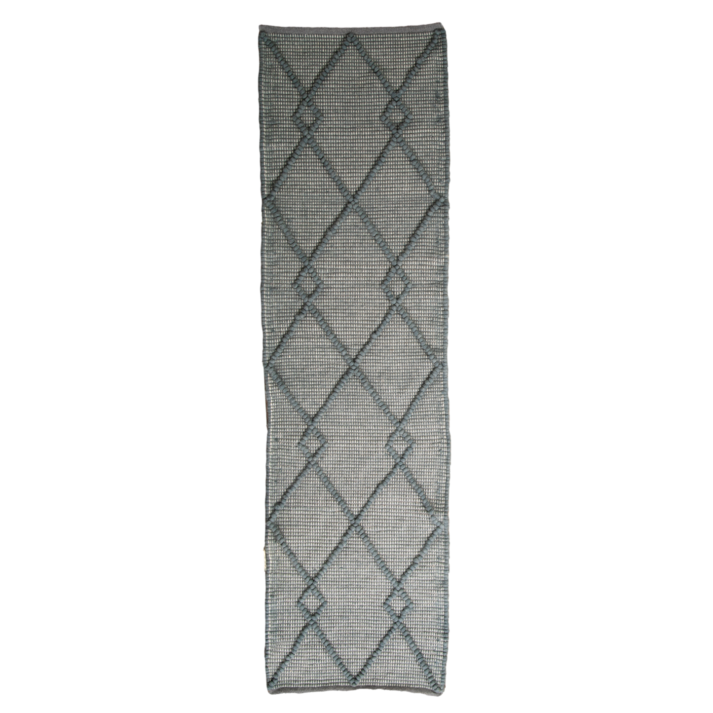 Grey Diamond Pattern Runner Wool Rug (60 x 230cm) Rugs CasaFenix