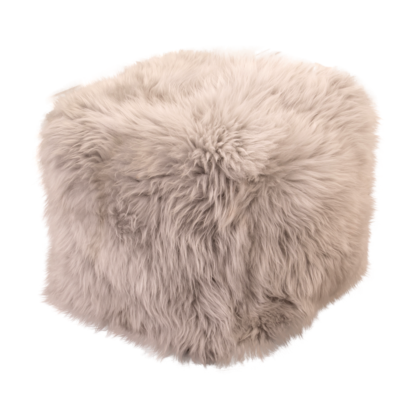 Grey Sheepskin Pouf 40x40x40cm Cube Foot Stool - CasaFenix