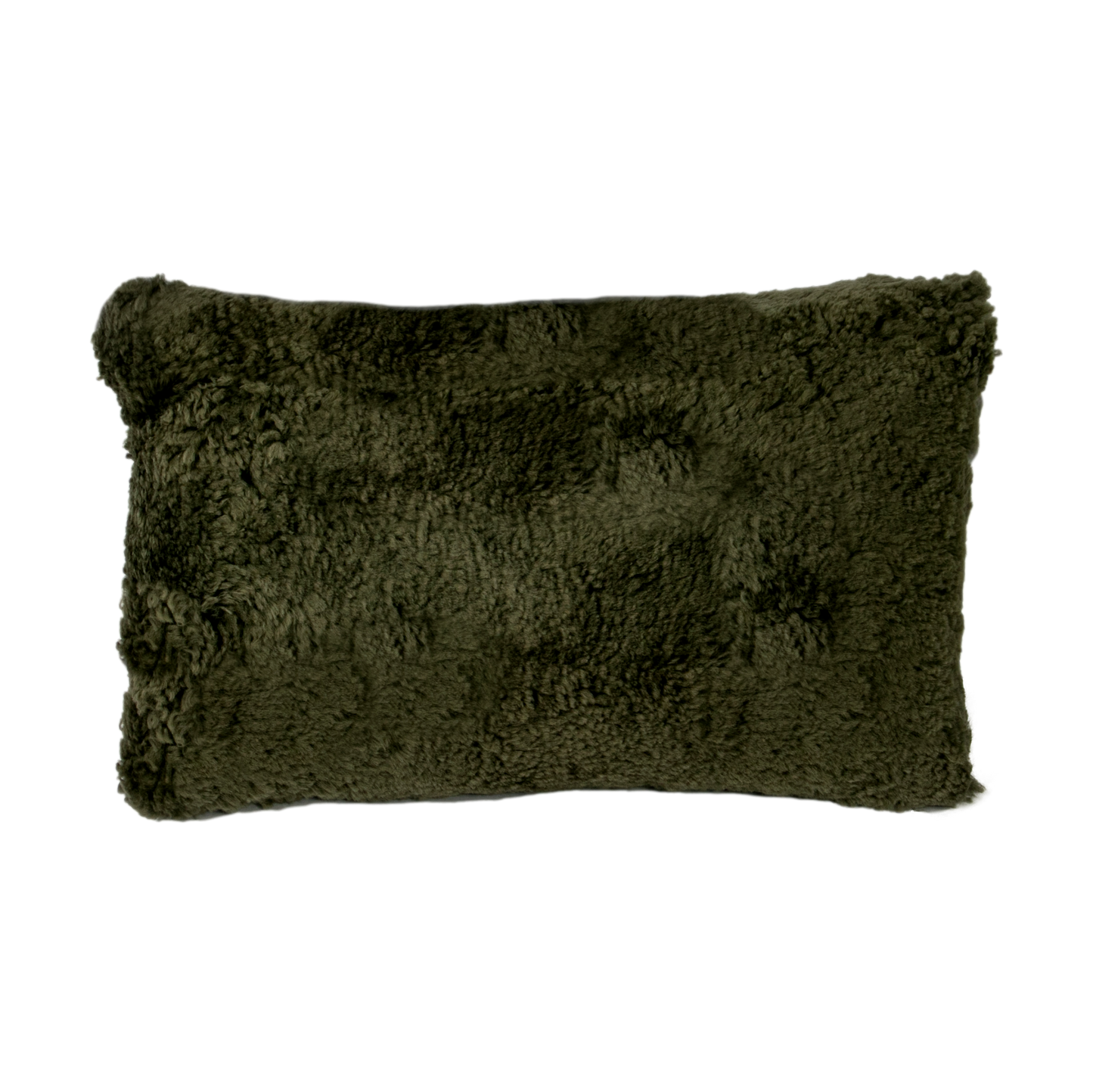 Khaki Green Short Pile Sheepskin Cushion 50 x 30cm - CasaFenix