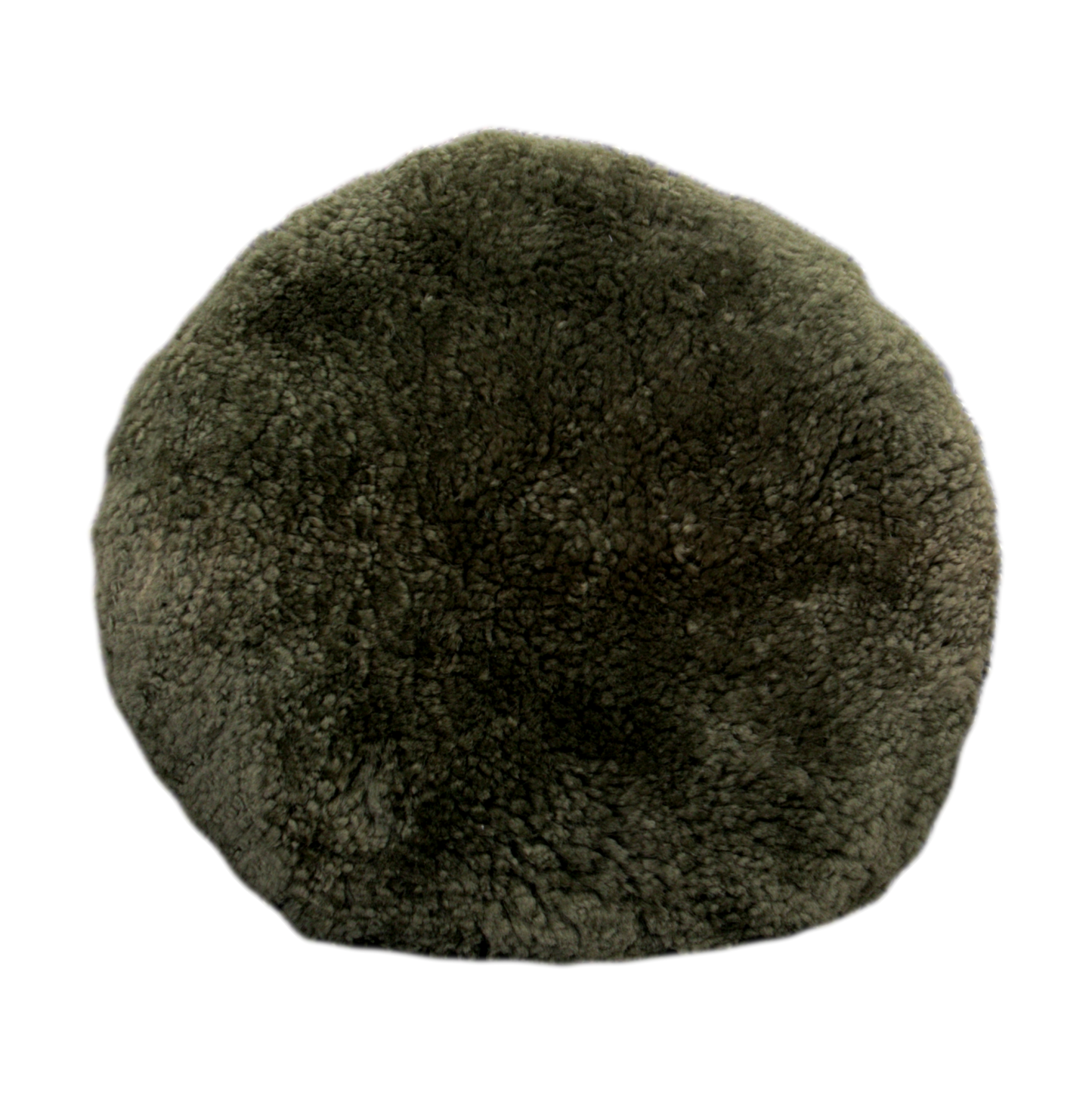 Khaki Green Short Pile Sheepskin Cushion 40cm Diameter - CasaFenix