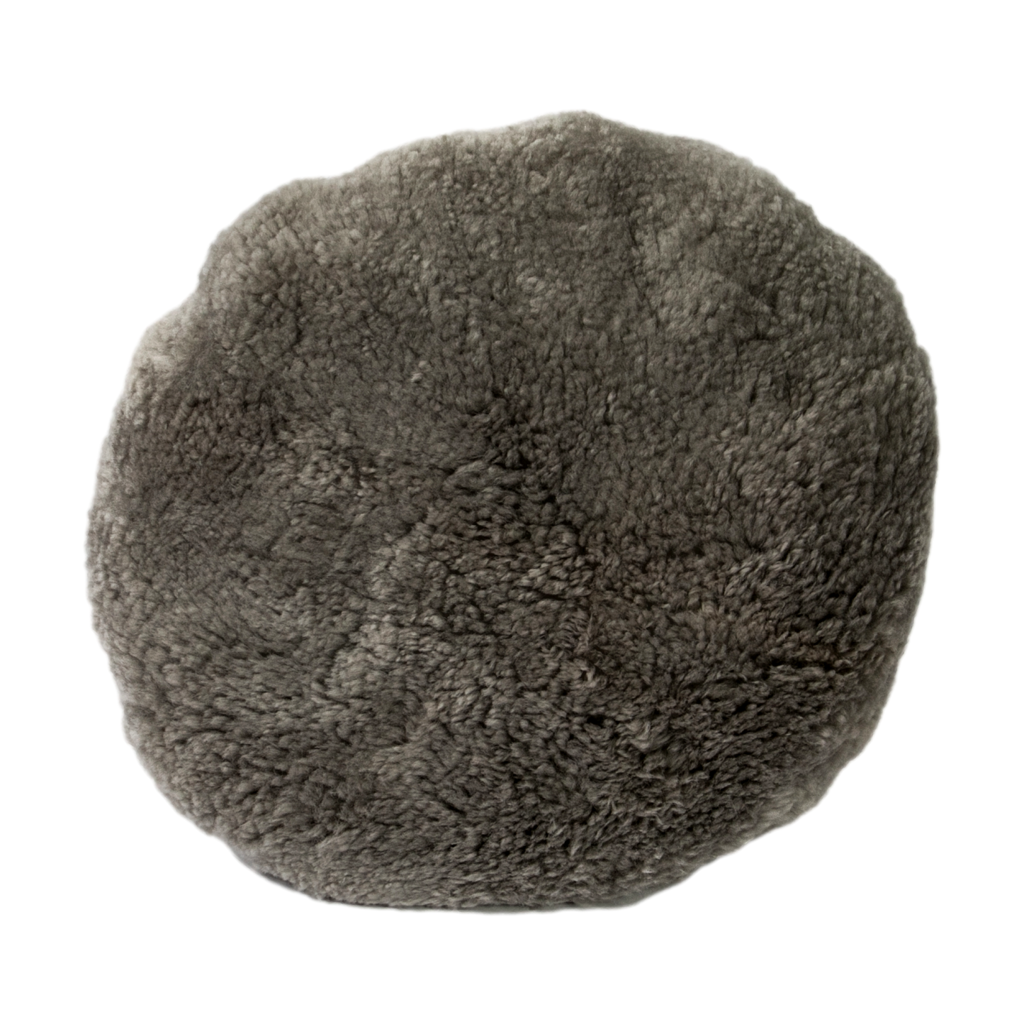 Grey Short Pile Sheepskin Cushion 40cm Round - CasaFenix